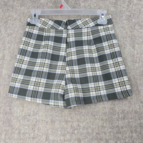 Plaid Green & White Pleated Skort With Side Slit Size S - Picture 2 of 11